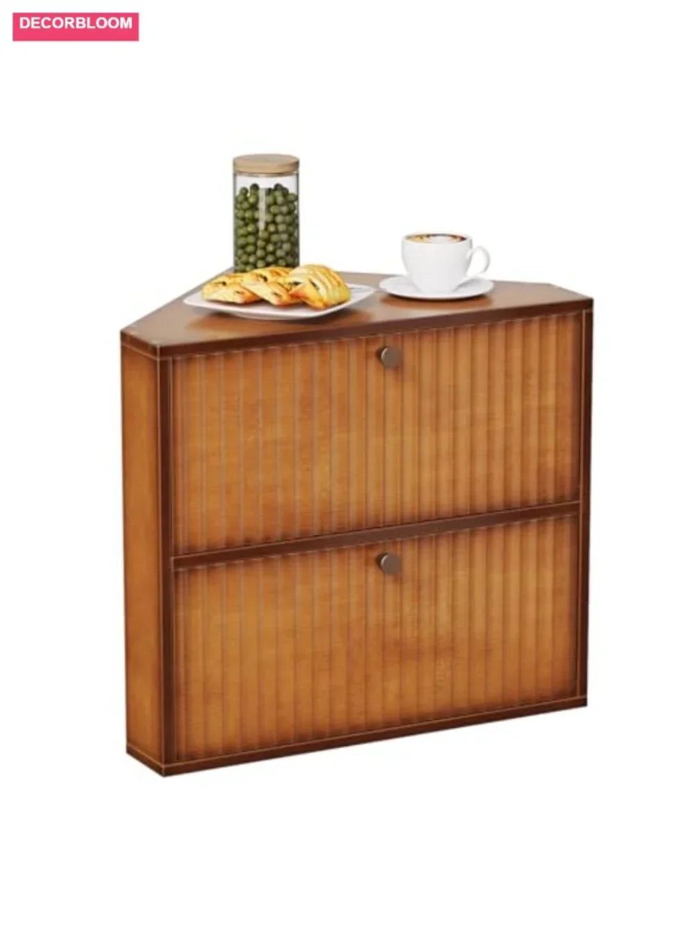 Vintage Bamboo Two-Layer Bread Box with Magnetic Door for Kitchen Countertop